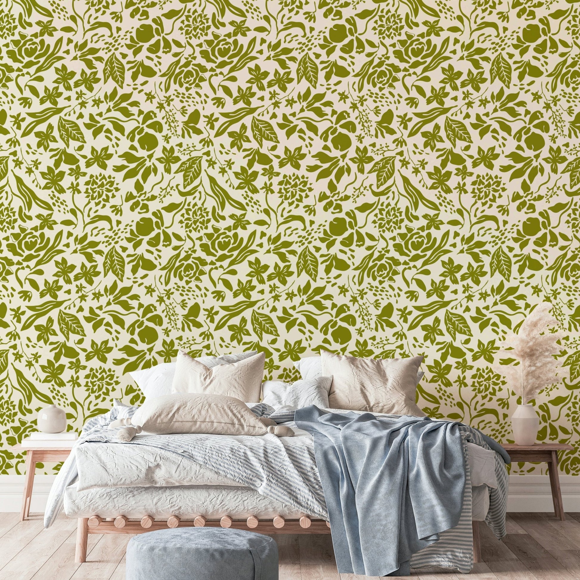 An interior with a peaceful and open accent wall

