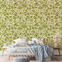 An interior with a peaceful and open accent wall

