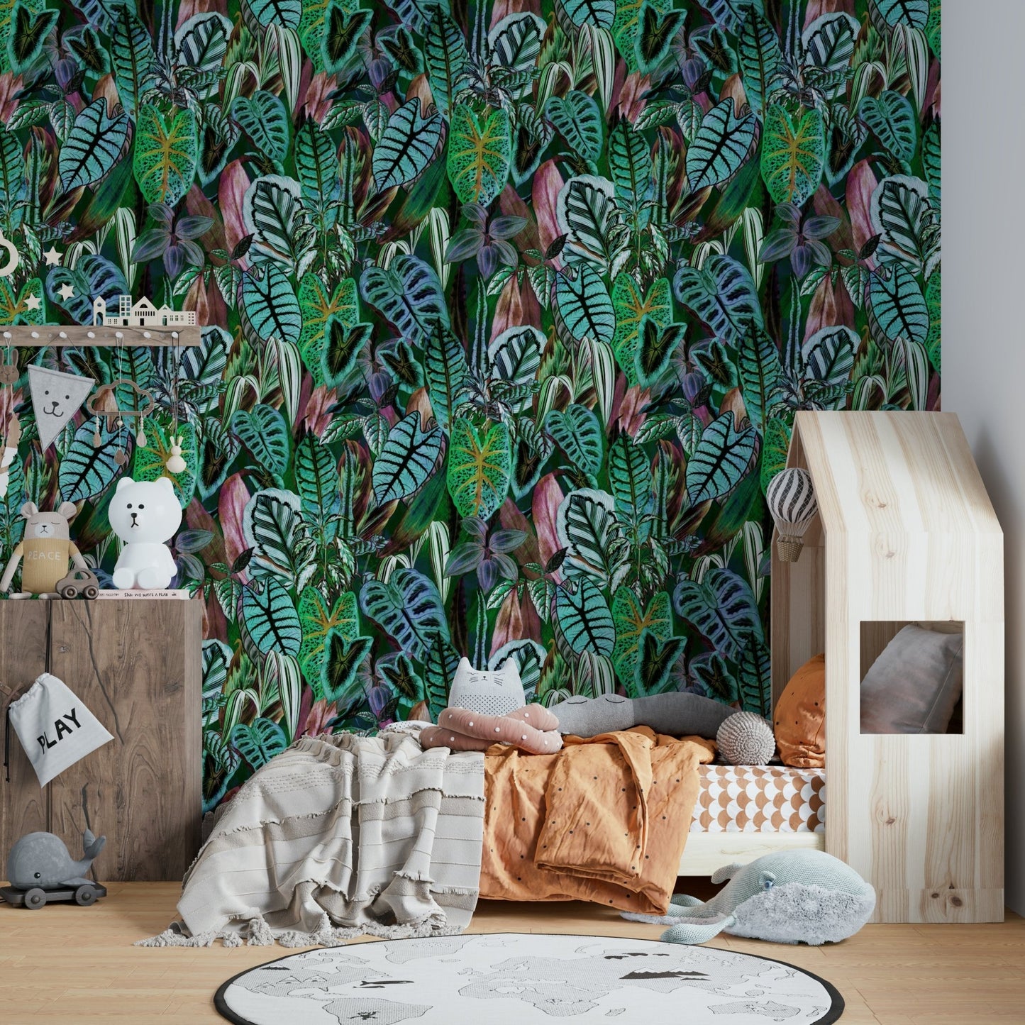The wallpaper for walls being admired in a home.

