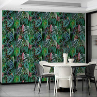 The peel and stick wallpaper on a smooth wall surface.

