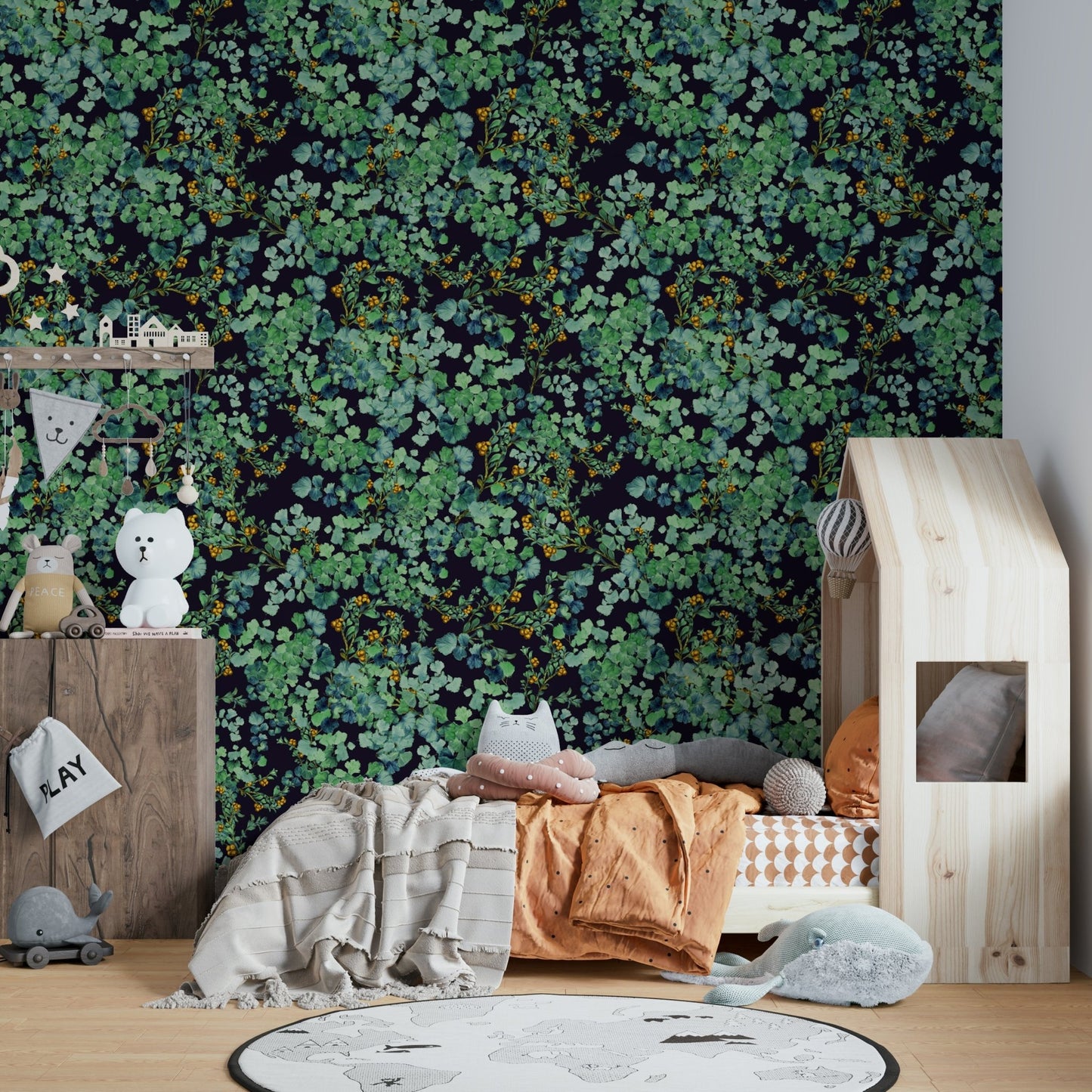 Peaceful leaf design wall mural.
