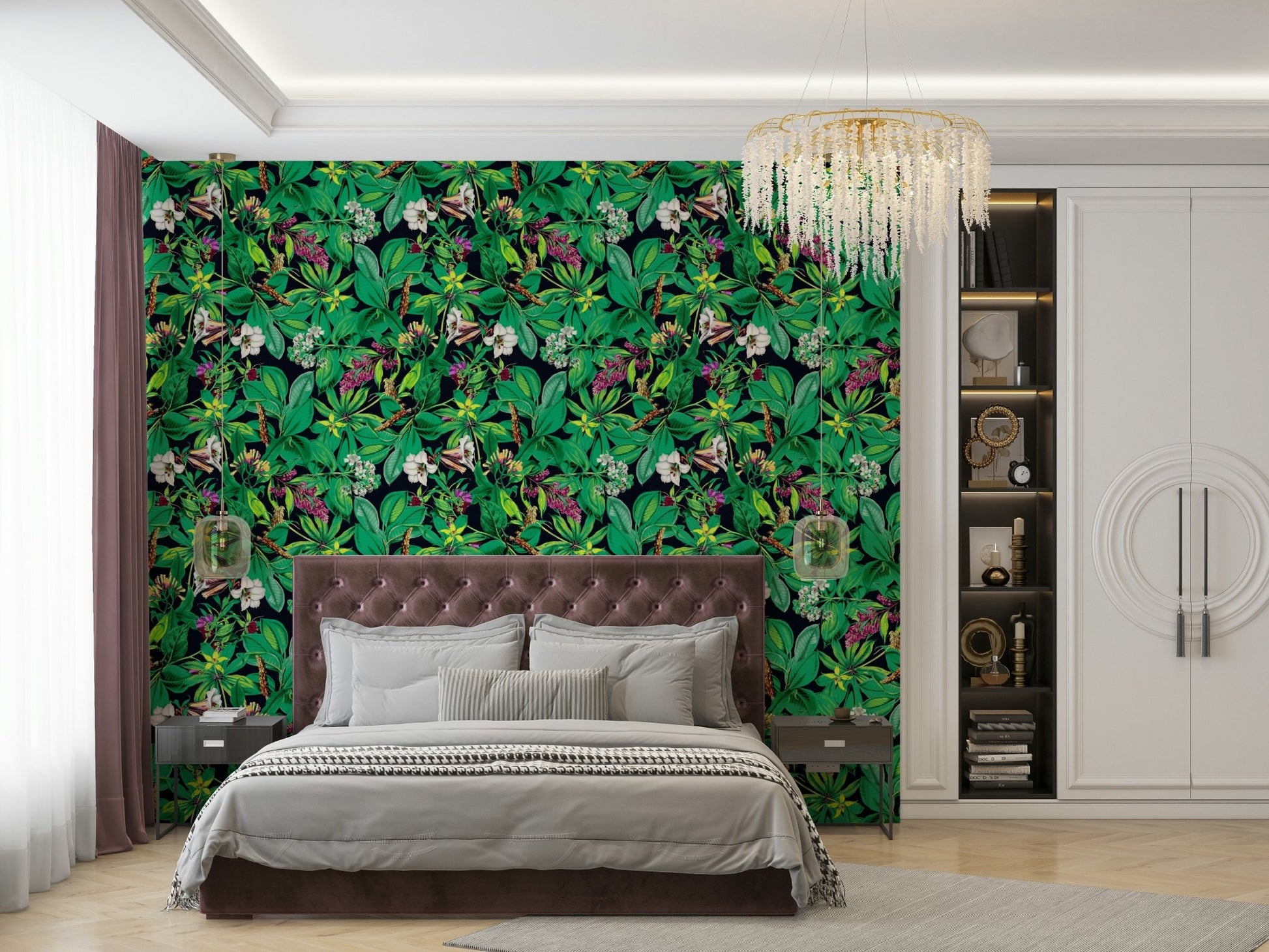 The wallpaper for walls being admired in a home.

