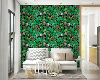 A high-angle view of the wall mural in a large space.

