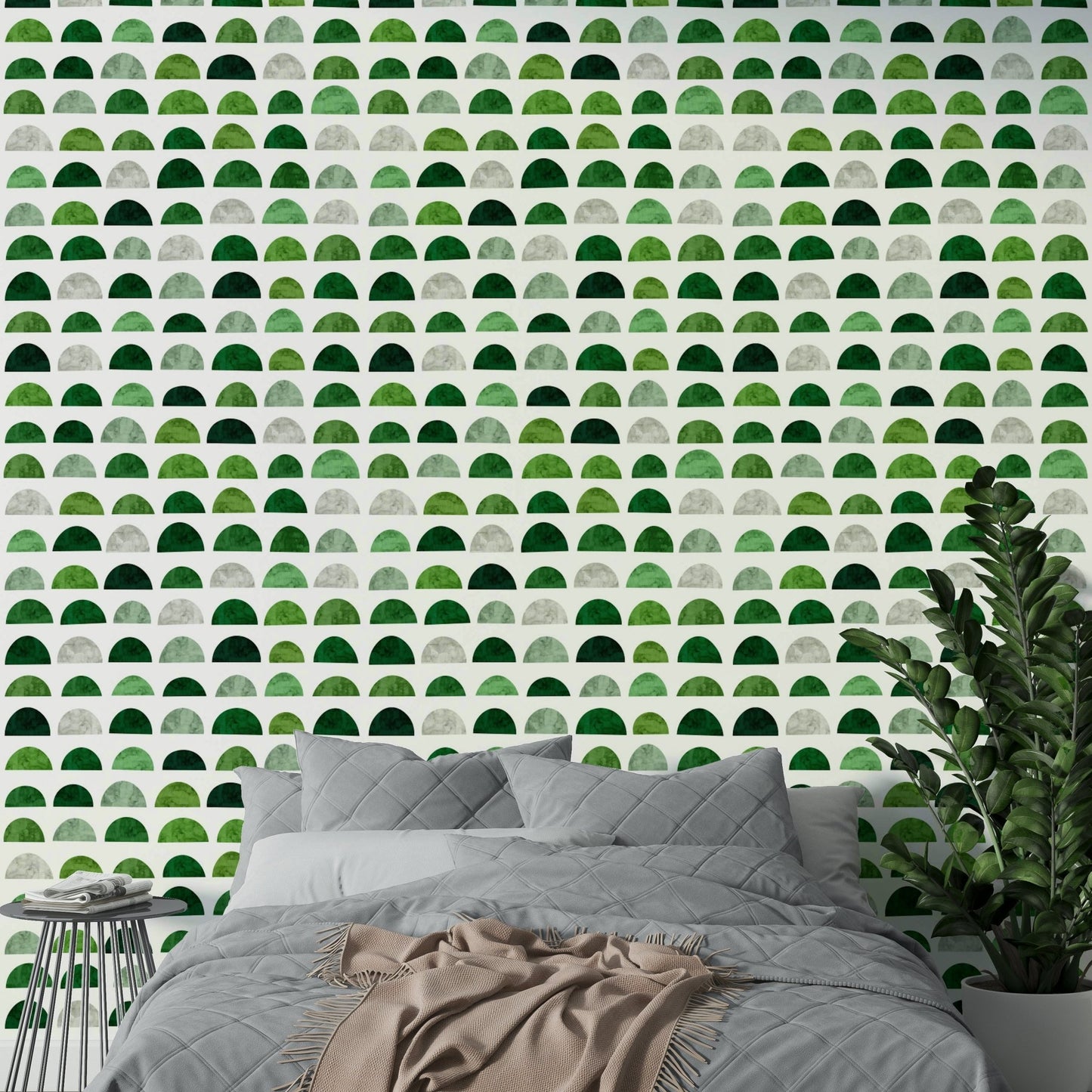 The color palette uses various shades of green, from light to dark.

