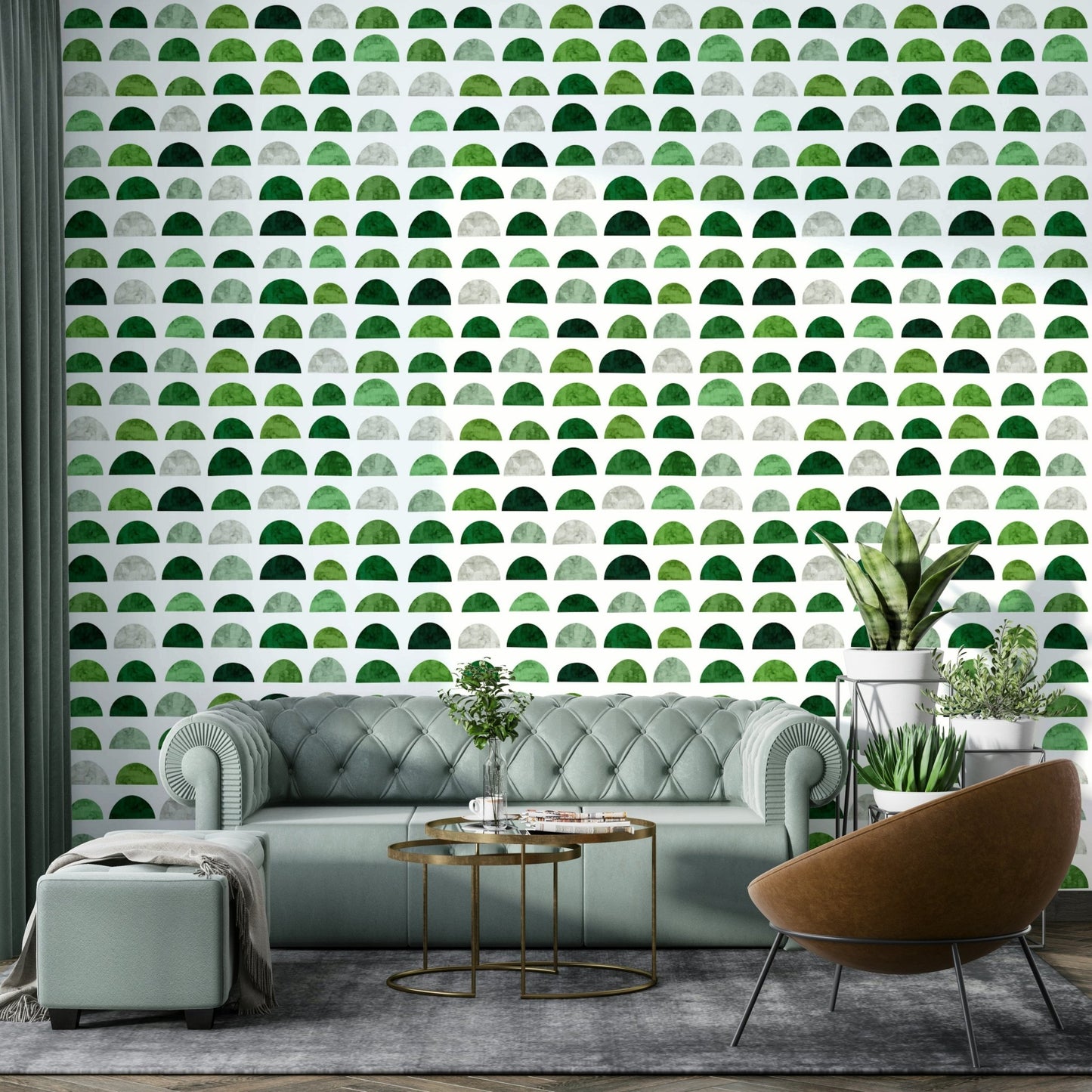 The pattern adds a sense of structure and visual interest to the space.

