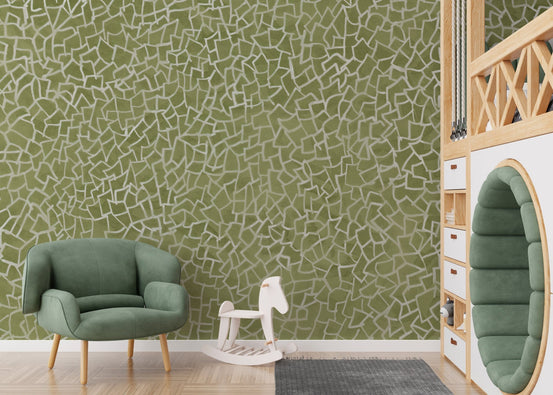 Sleek Green Glimmer Pragmatico mural for a modern wall style. B570
