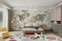 The wallpaper is used to create a feature wall in a children's room.

