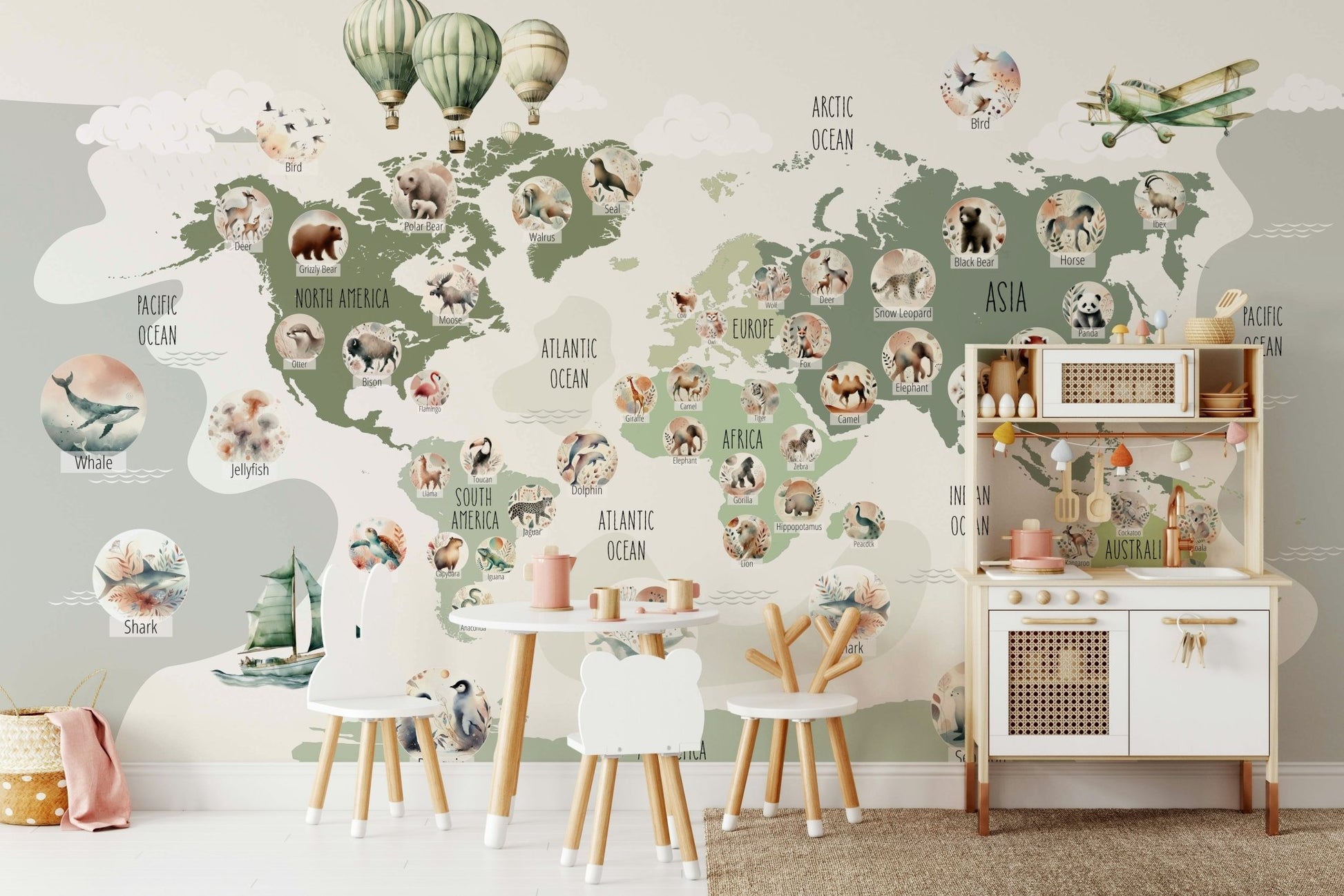 The peel and stick wallpaper on a smooth wall surface.

