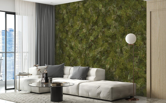 Green embroidery fern bracken wallpaper DTLE05

