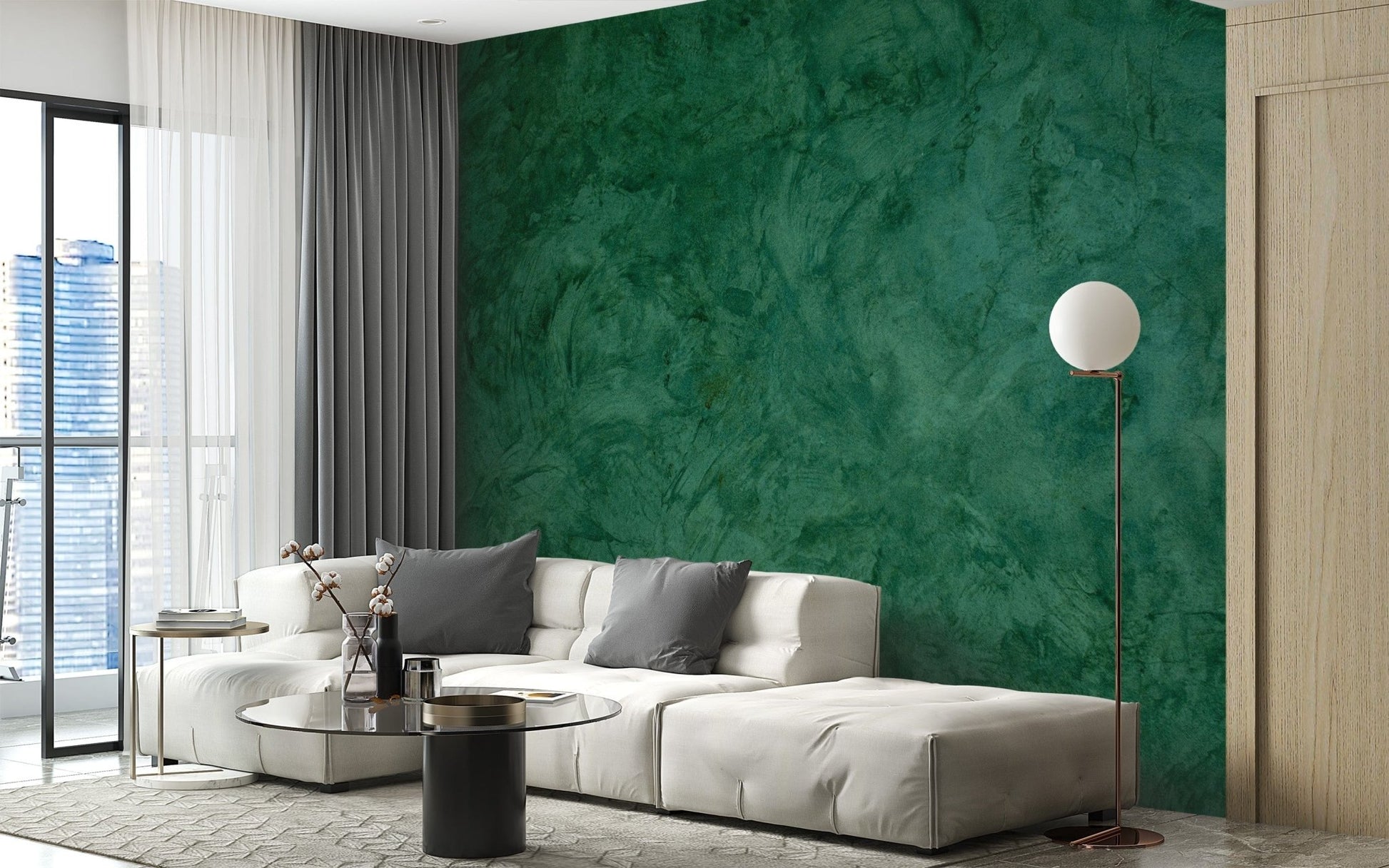 Green Grunge Cement Wallpaper Mural - Giffywalls Concrete-02