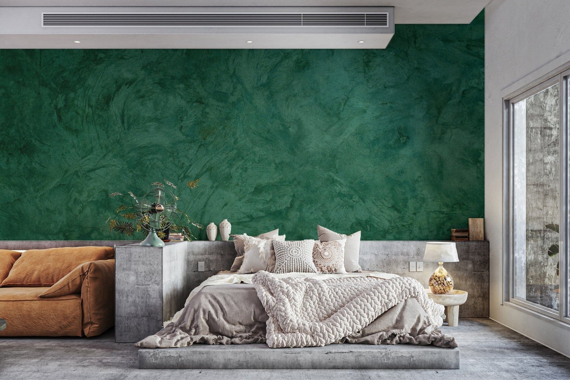 Green Grunge Cement Wallpaper Mural - Giffywalls Concrete-02