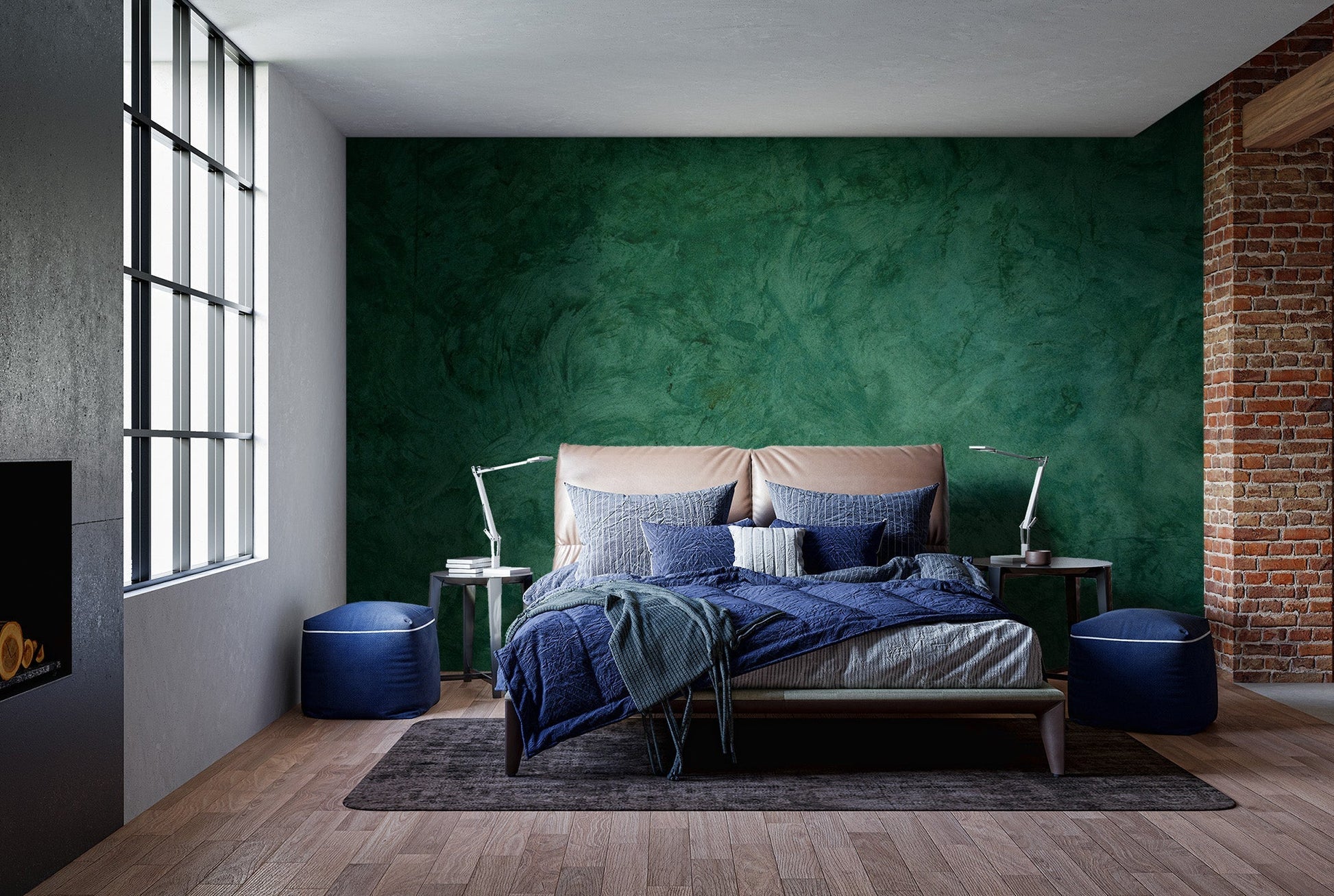 Peel and stick green grunge cement wallpaper Concrete-02