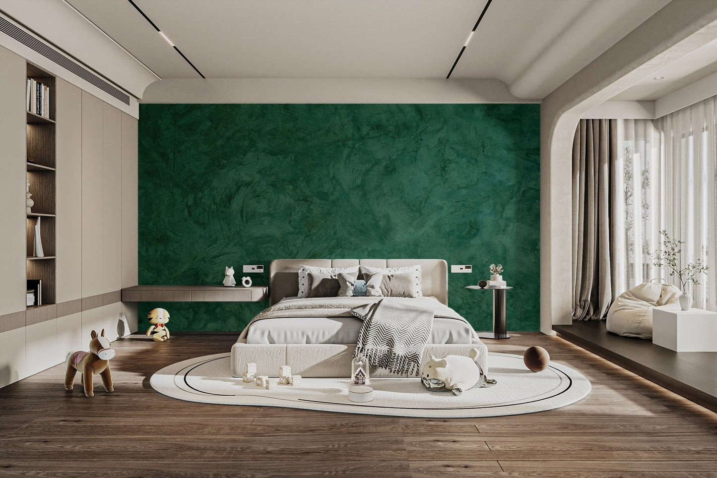 Urban green grunge cement wallpaper mural Concrete-02