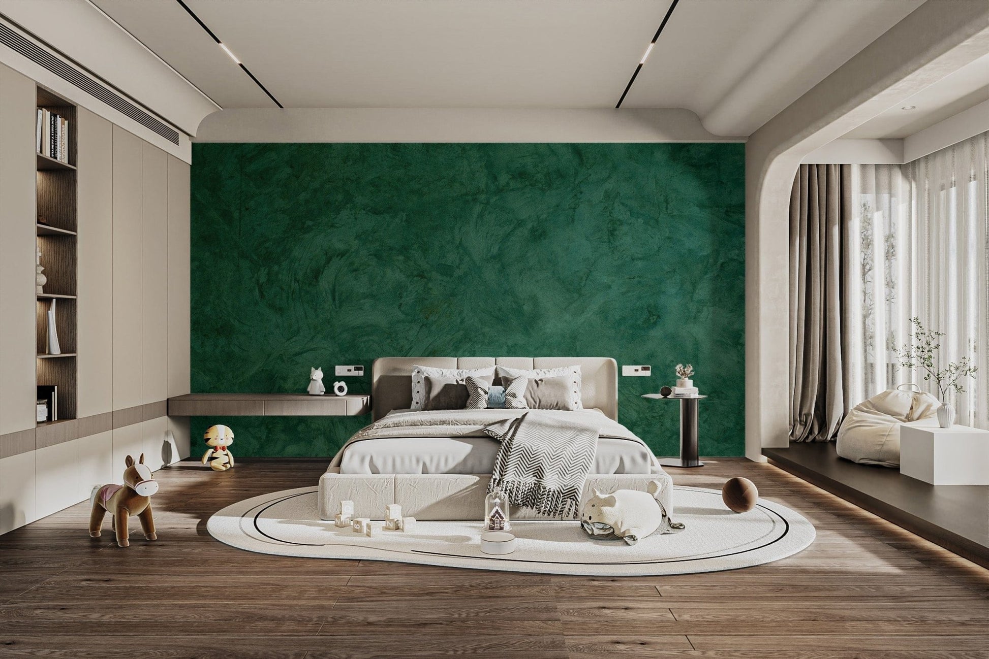 Urban green grunge cement wallpaper mural Concrete-02