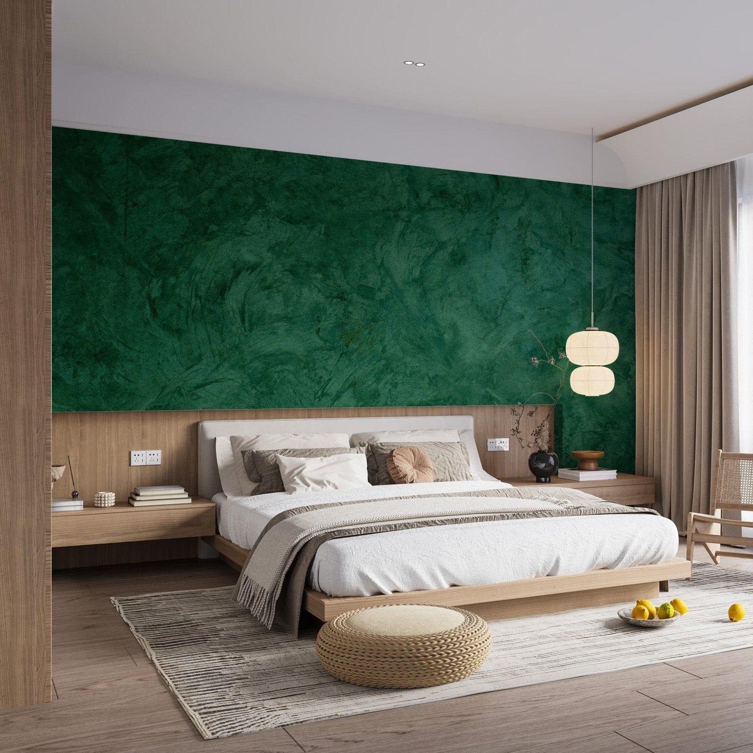 Removable green grunge cement mural for walls Concrete-02
