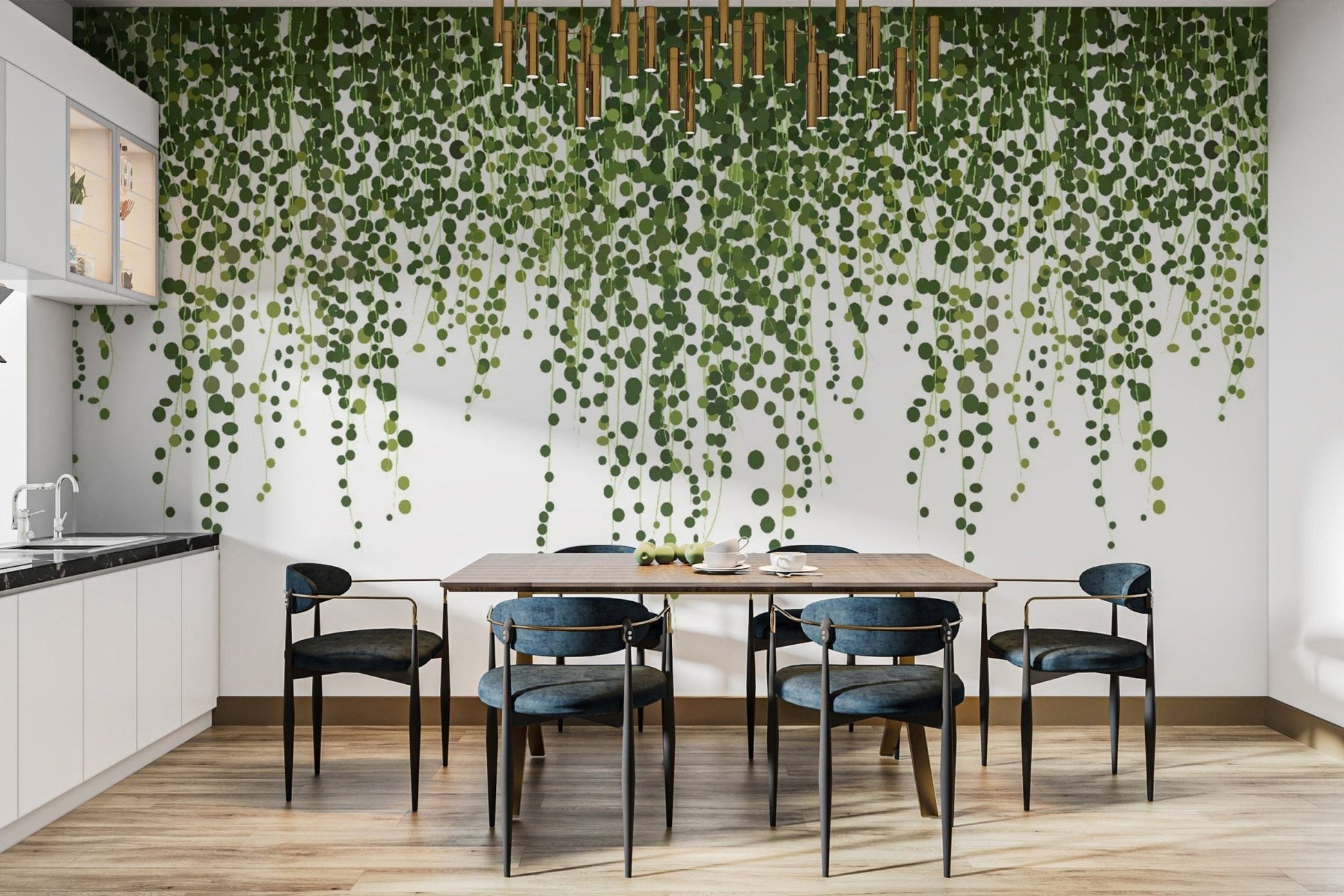 Green Hanging Ivy Leaves Wallpaper Mural - Giffywalls tropical-13