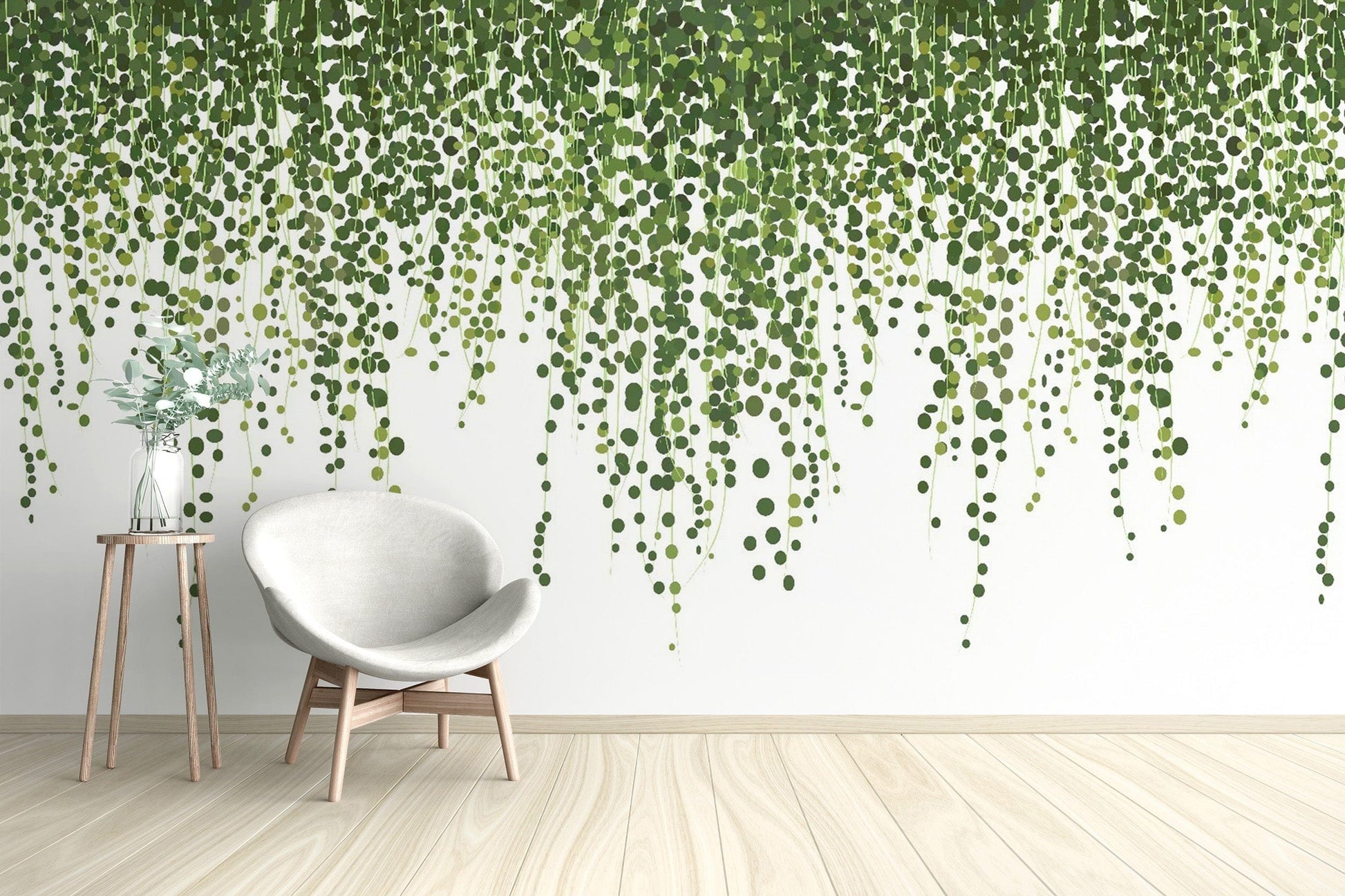 Green Hanging Ivy Leaves Wallpaper Mural - Giffywalls