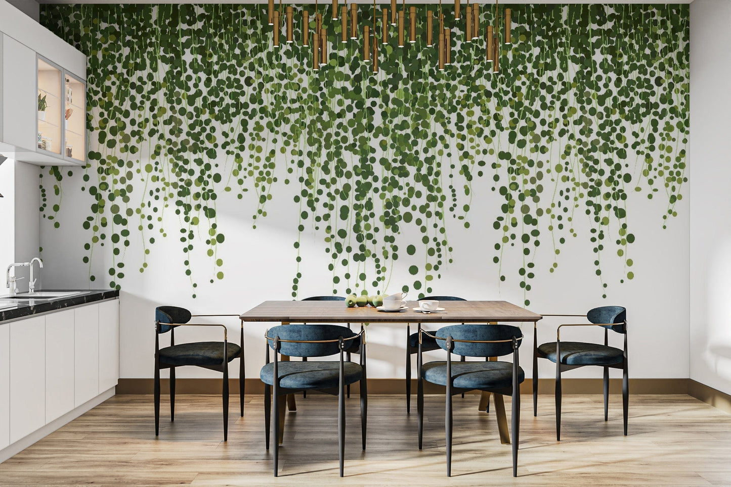 Green Hanging Ivy Leaves Wallpaper Mural - Giffywalls