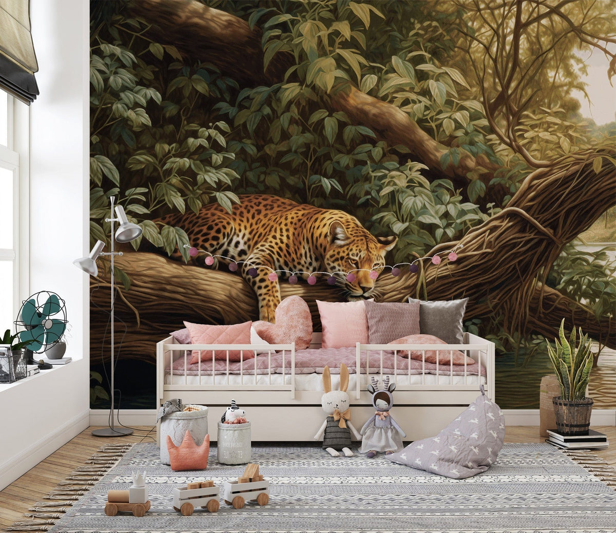 Resting leopard in jungle wallpaper design
 C520
