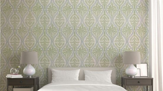 Green Leaf Damask Wallpaper, GD994