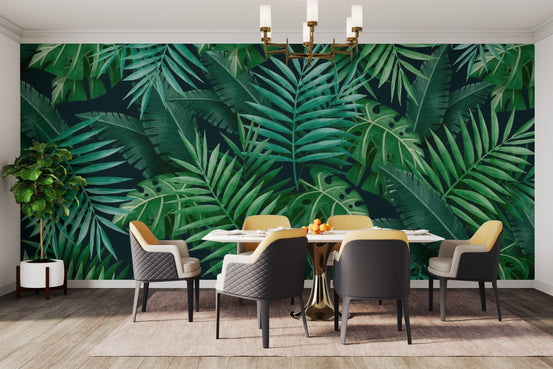 Green Leaves Wallpaper Mural for nature-inspired rooms tropical-10