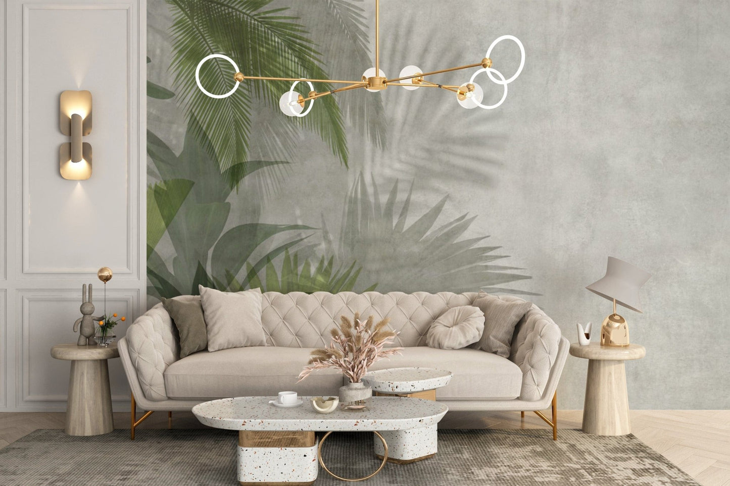 Botanical green leaves wallpaper for walls
