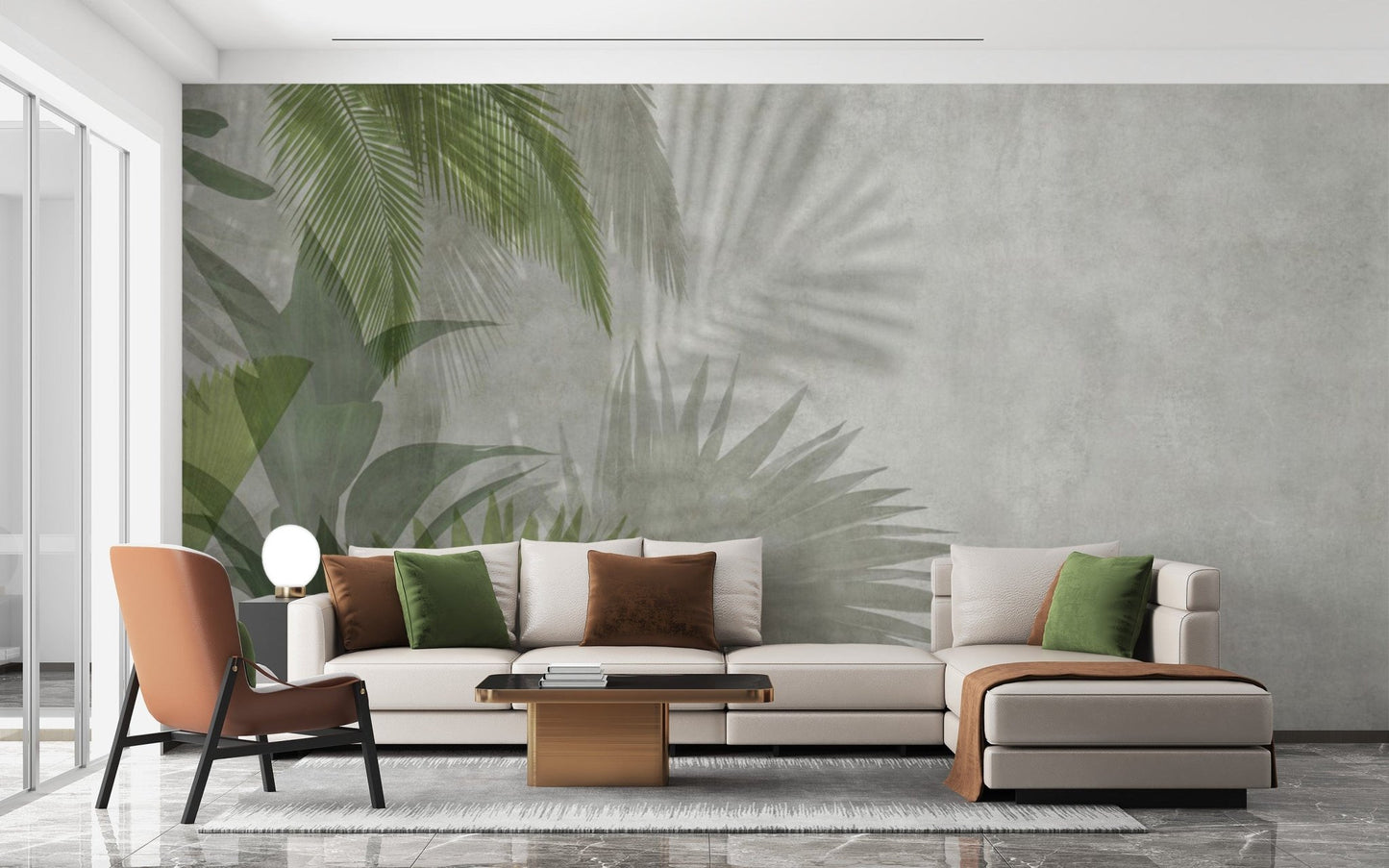 Fresh green leaf mural for home decor
