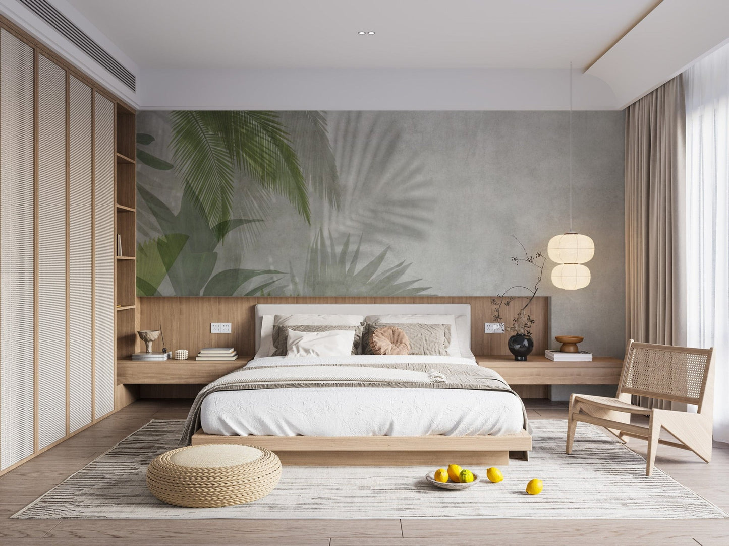 Vibrant green botanical wallpaper design
