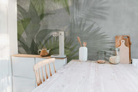 Green leaves wallpaper wall mural design
