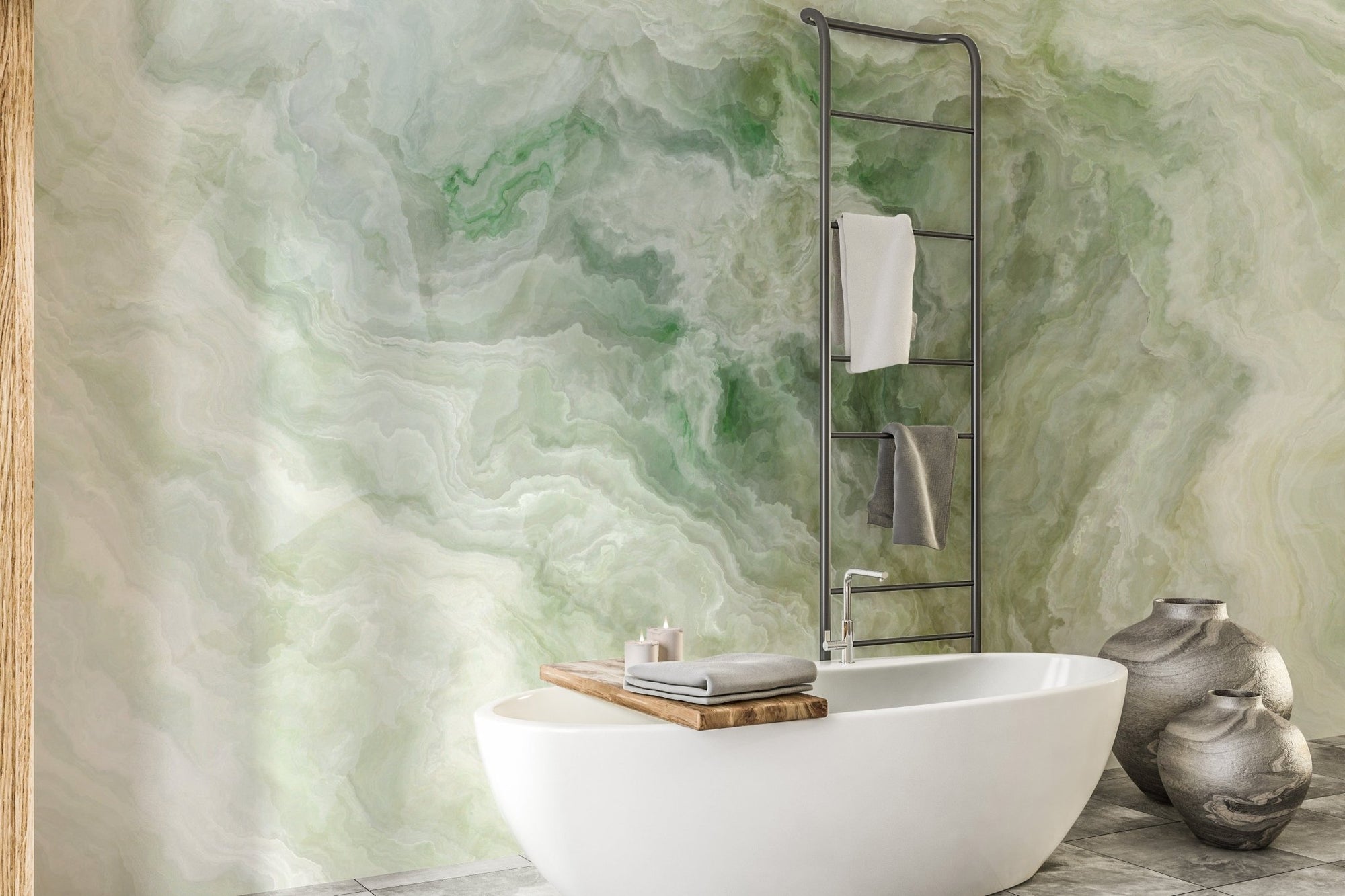 Green marble wallpaper with elegant texture A639