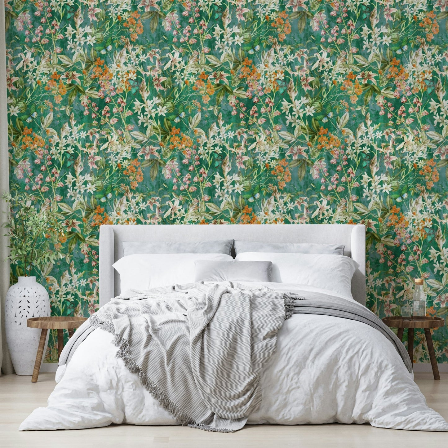 A minimalist interior with the green meadow wallpaper., GD4534