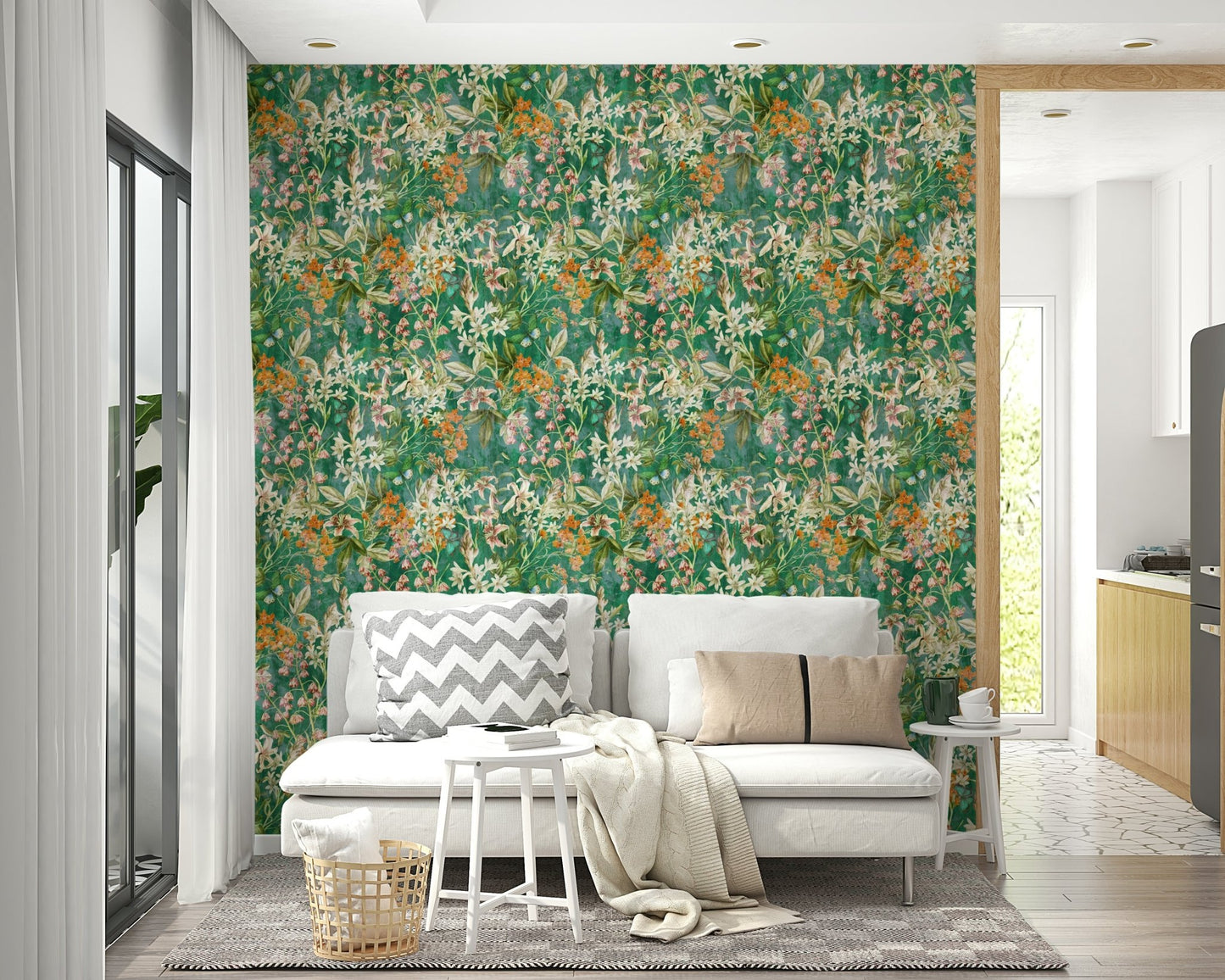 The peel and stick wallpaper on a smooth wall surface., GD4534