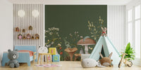 Green Mushroom Garden Wallpaper Mural C558