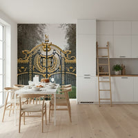 Architectural perspective wallpaper for a spacious bedroom feature wall mural.