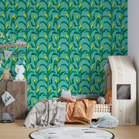 Hidden parrot illustration on fun wall mural

