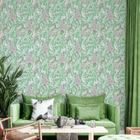 Elegant green wallpaper for living rooms

