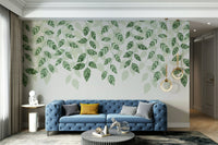 A wall mural of a peaceful leaves pattern.


