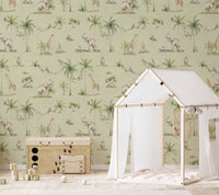 Elephant and giraffe safari wallpaper
