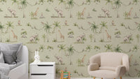 Safari adventure green wallpaper pattern
