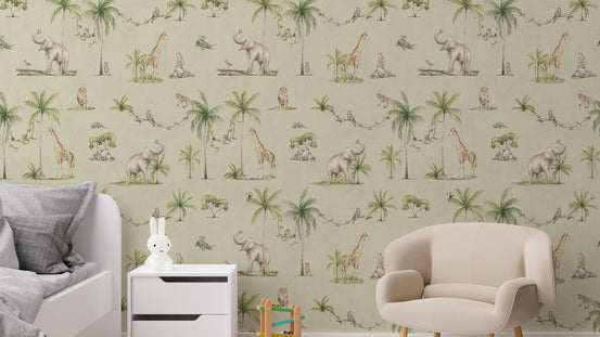Safari adventure green wallpaper pattern
 KB103