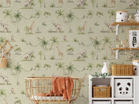 Neutral green jungle wallpaper theme
