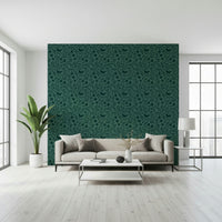 Charming Folk Bird pattern, stylized birds and berries, rich mural.