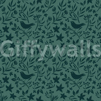 Serene Green Scandinavian pattern, charming silhouette wallpaper, pleasant.