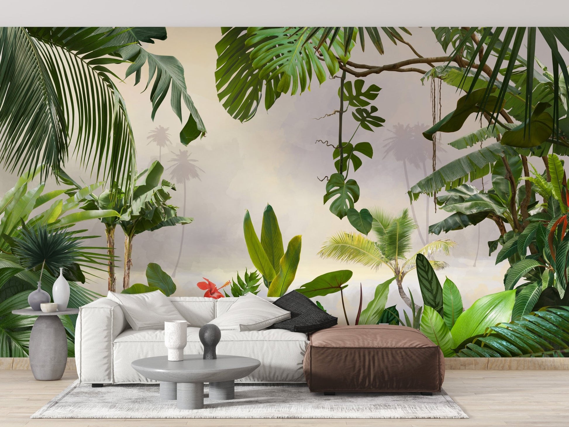 Green Tropical Forest Trees Wallpaper Murals - Giffywalls A584
