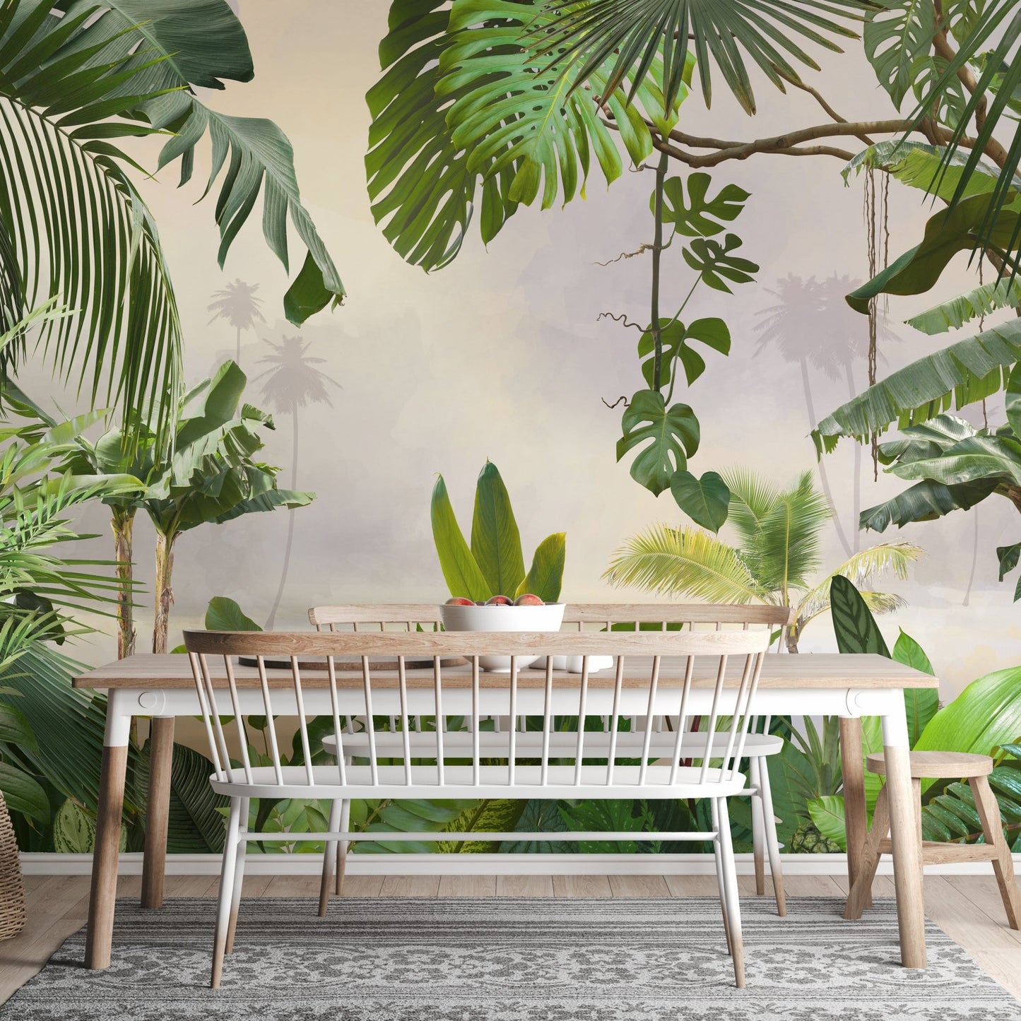 Sophisticated greenery tropical wallpaper mural A584