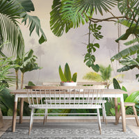 Sophisticated greenery tropical wallpaper mural A584