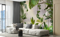 Elegant watercolor tropical wallpaper mural for living A584
