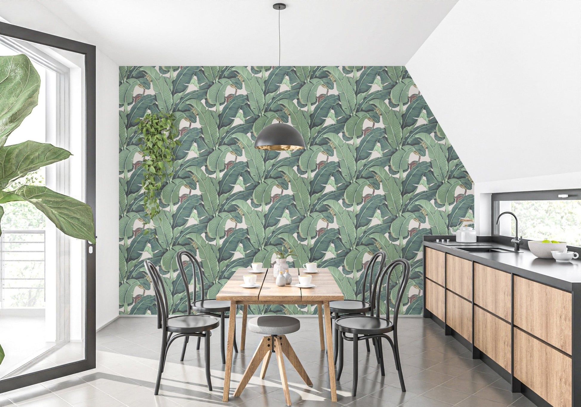 Stylish banana leaf wallpaper with a tropical vibe B111
