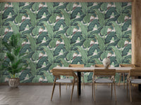 Lush green banana leaf pattern wallpaper
 B111