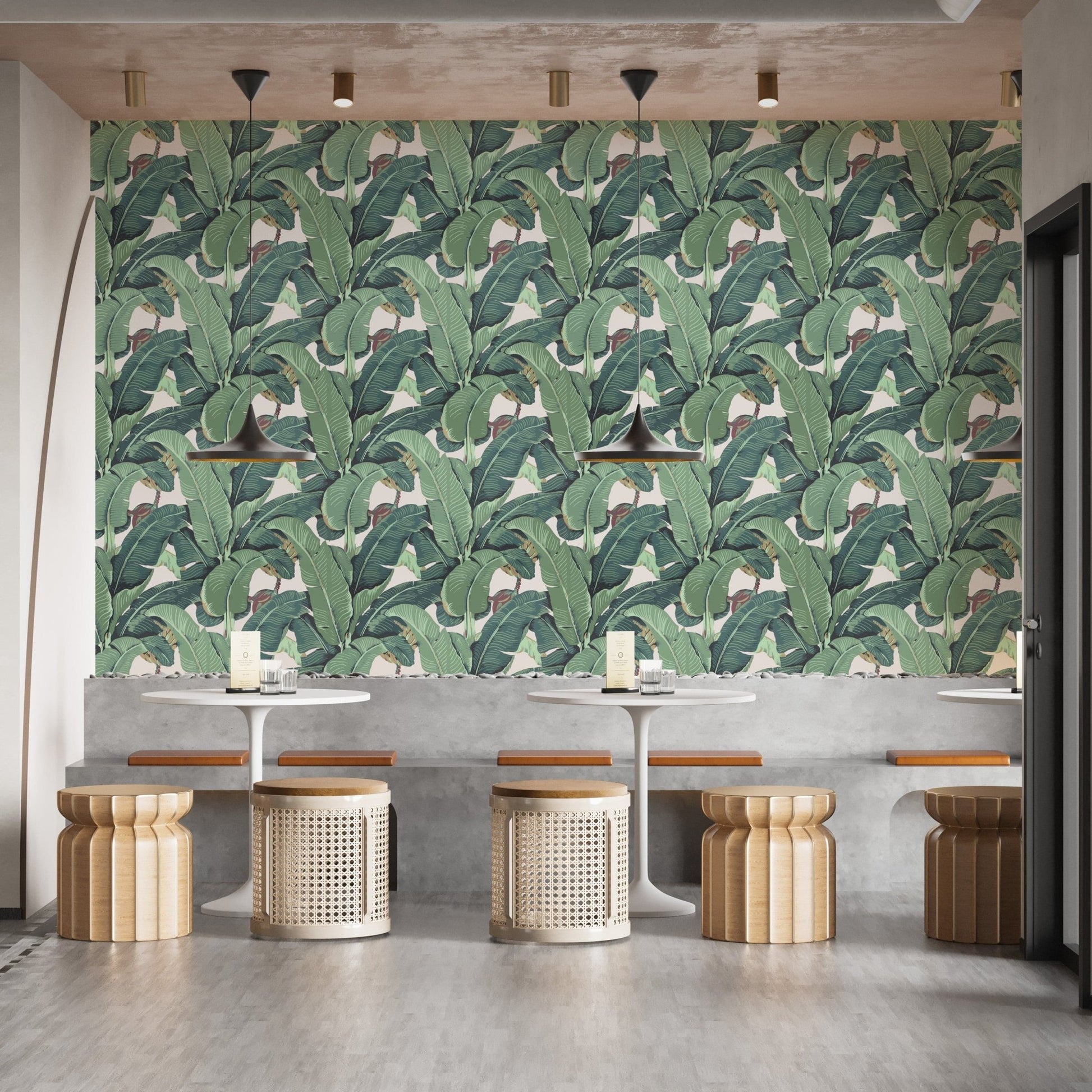 Bold banana leaf tropical wallpaper design
 B111